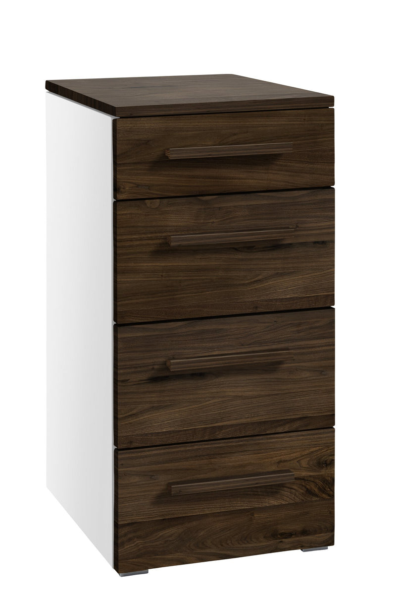 Hasena Kommode Quatro Weiß mit Nussbaum-Front, 4 Schubladen
