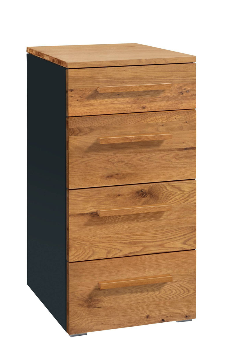 Hasena Kommode Quatro Wildeiche mit 4 Schubladen, Korpus Schwarz