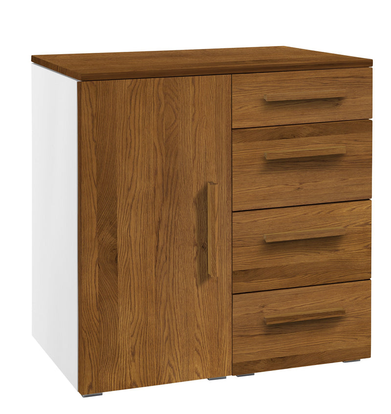 Hasena Kommode Qunito Selezione Weiß mit Eiche brandy Front