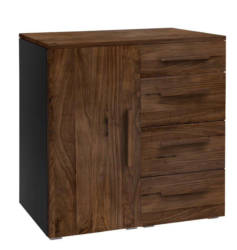 Hasena Kommode Qunito Selezione Nussbaum mit schwarzem MDF-Korpus