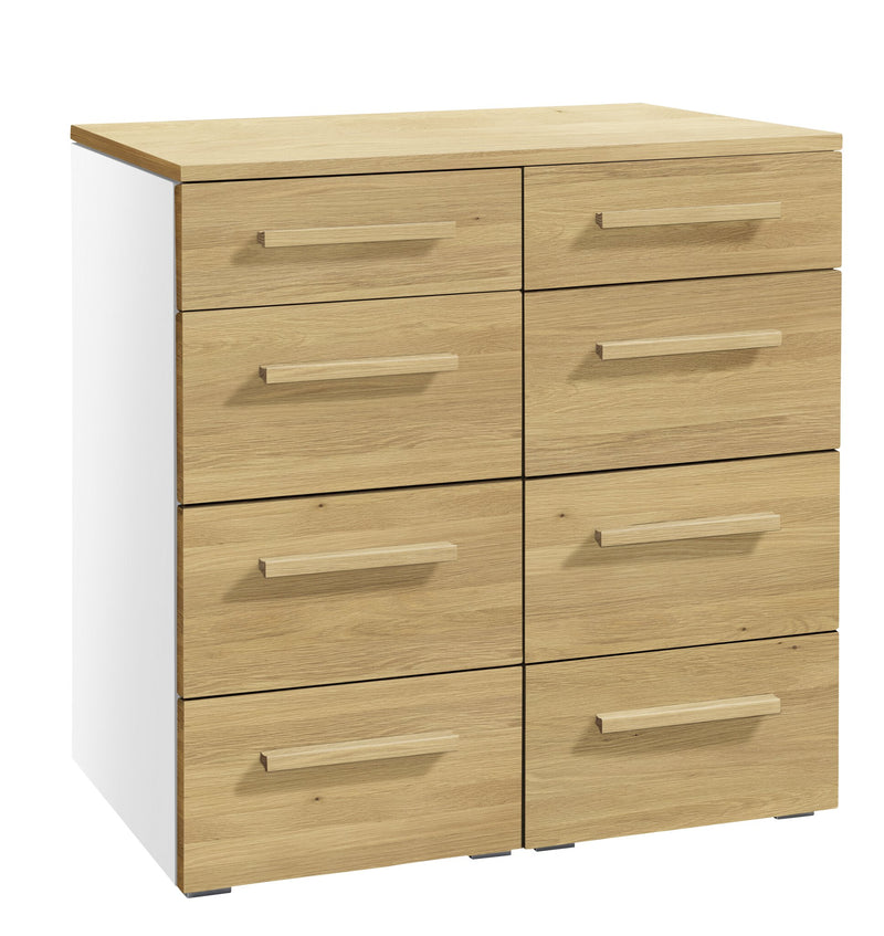 Hasena Quatrine Kommode Selezione Weiß mit Eiche-Front, 8 Schubladen