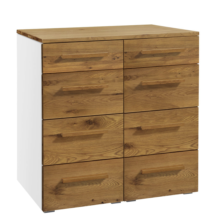 Hasena Kommode Quatrine Selezione in Weiß mit Wildeiche-Front