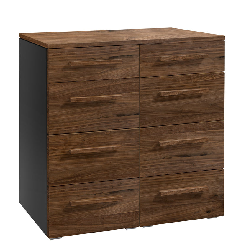 Hasena Kommode Quatrine Selezione in Schwarz mit Nussbaum-Front