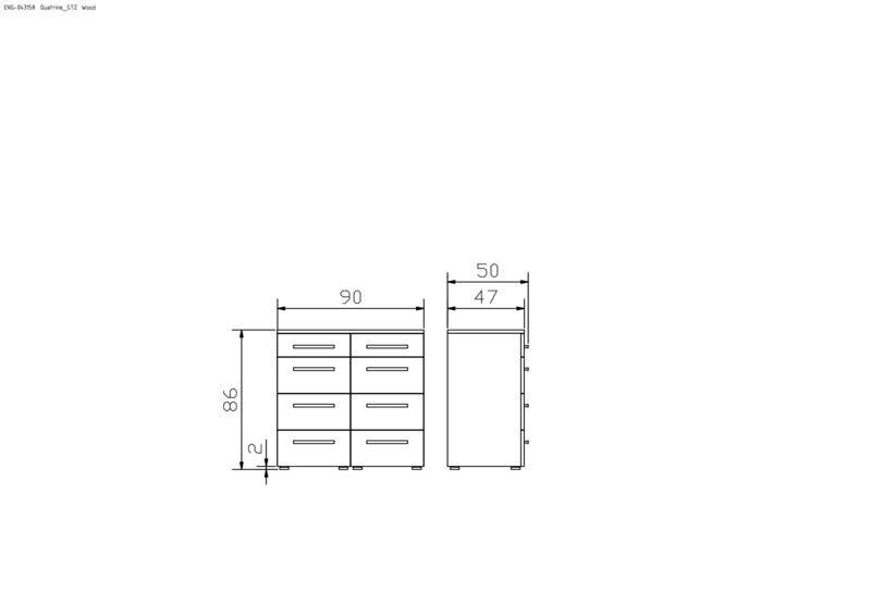 Hasena Kommode Quatrine Selezione in Schwarz mit Nussbaum-Front