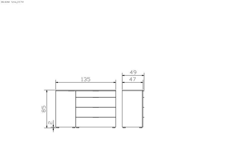 Hasena Kommode Totrino in Schwarz-Weiß mit 4 Schubladen und Tür