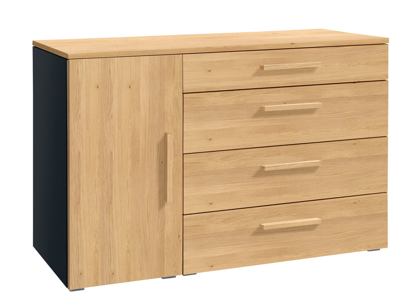 Hasena Kommode Totrino Schwarz mit Eiche bright, 4 Schubladen