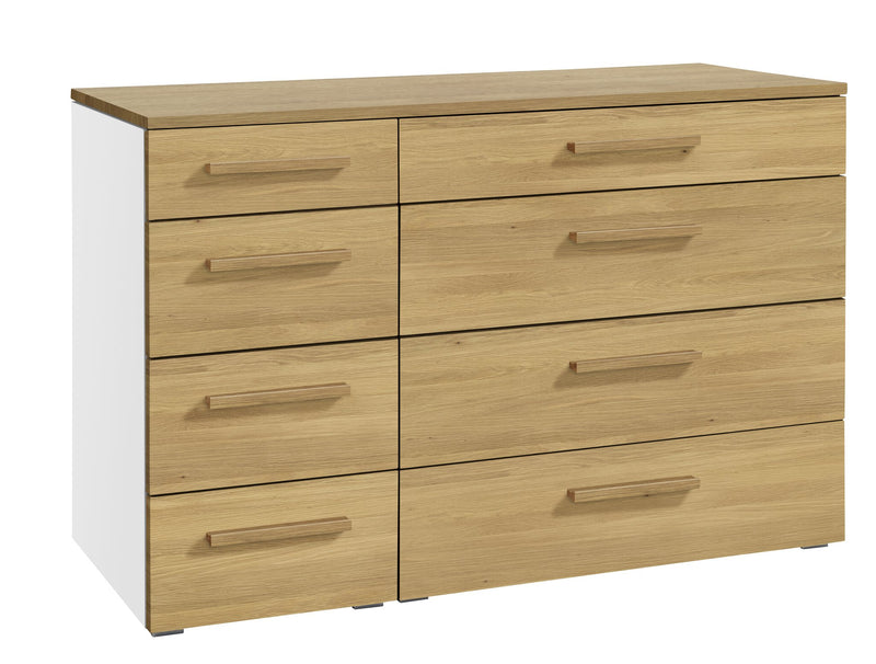 Hasena Kommode Cassino Weiß mit Eiche-Front, 8 Schubladen