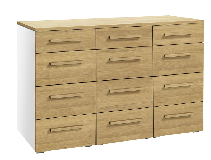 Hasena Trequatri Kommode Selezione Weiß mit Eiche-Front, 12 Schubladen