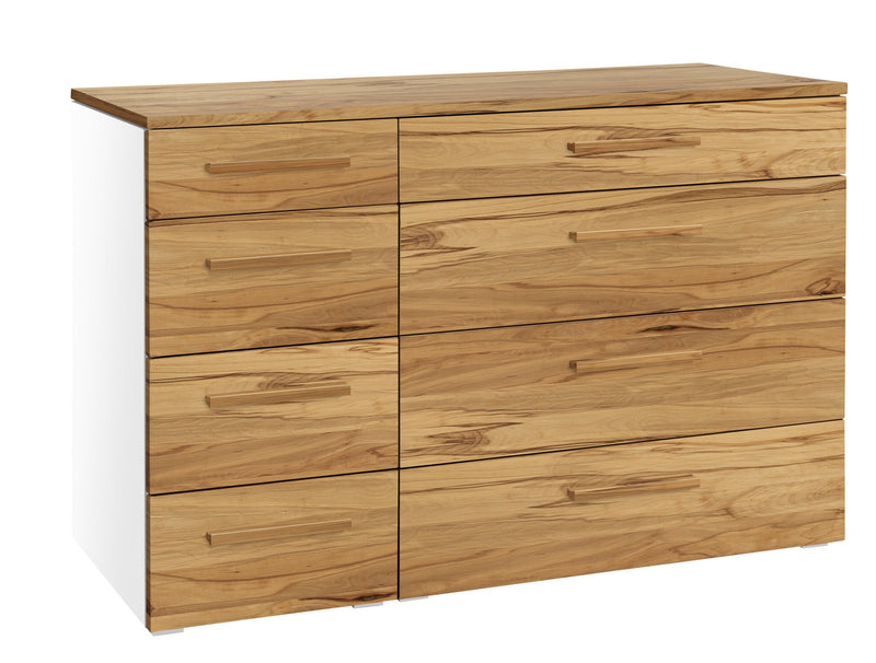 Hasena Kommode Cassino Selezione Weiß mit Wildbuche-Front, 8 Schubladen