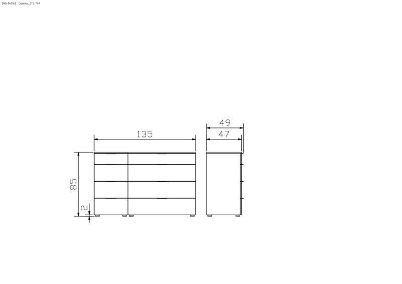 Hasena Kommode Cassino Selezione Schwarz-Weiß mit 8 Schubladen