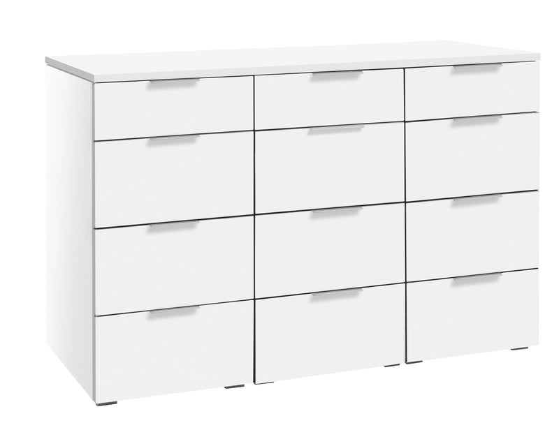 Hasena Kommode Trequatri Weiß mit 12 Schubladen, Sideboard aus MDF