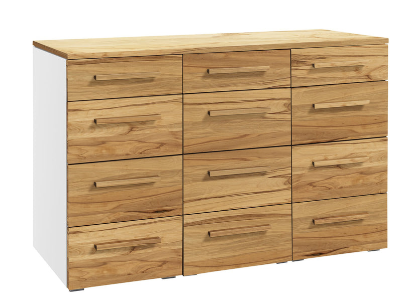 Hasena Selezione Trequatri Kommode Weiß mit Wildbuche-Front, 12 Schubladen