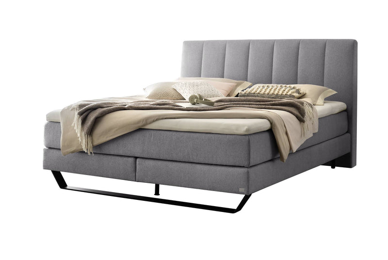 Hasena Boxspringbett Ambra Schwarz/Grau mit Metallkufe und Topper-Wahl