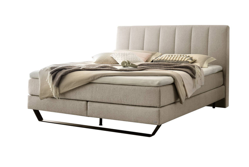 Hasena Boxspringbett Ambra mit Metallkufe, Topper wählbar, Bezug Sand