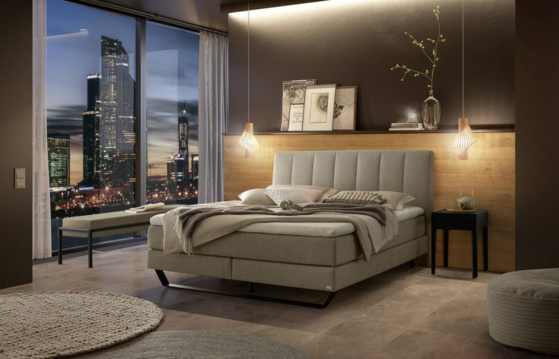 Hasena Boxspringbett Ambra mit Metallkufe, Topper wählbar, Bezug Sand