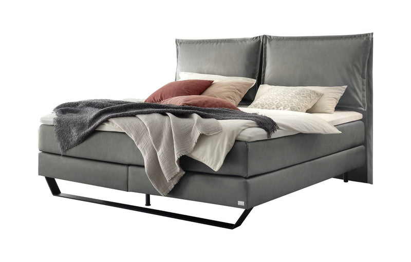 Hasena Boxspringbett Celina in Schwarz-Grau mit flacher Metallkufe