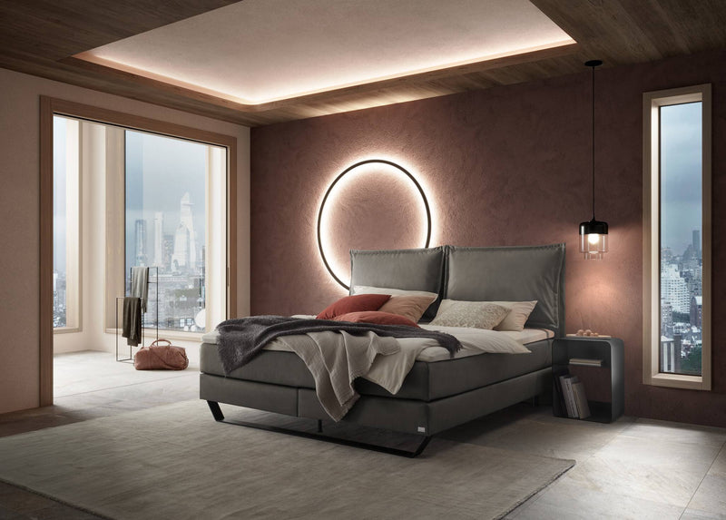 Hasena Boxspringbett Celina in Schwarz-Grau mit flacher Metallkufe