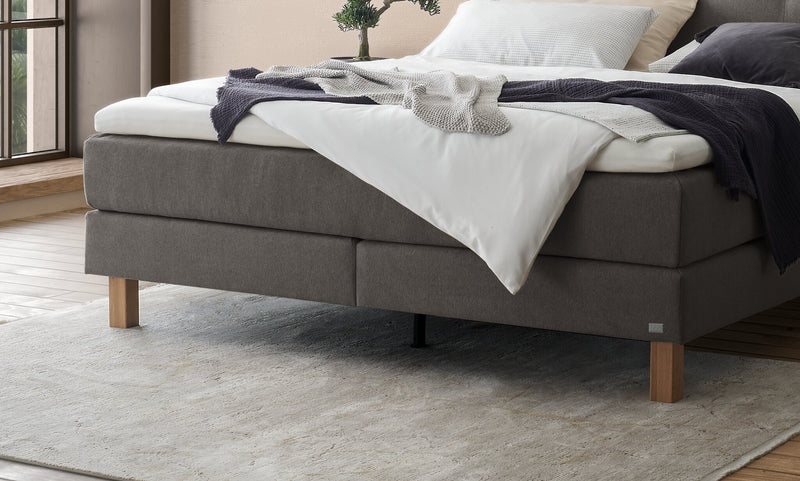 Hasena Boxspringbett Solara, Eiche bright mit Bezug Pace grey inkl. Topper
