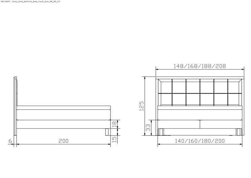 Hasena Boxspringbett Solara, Eiche bright mit Bezug Pace grey inkl. Topper