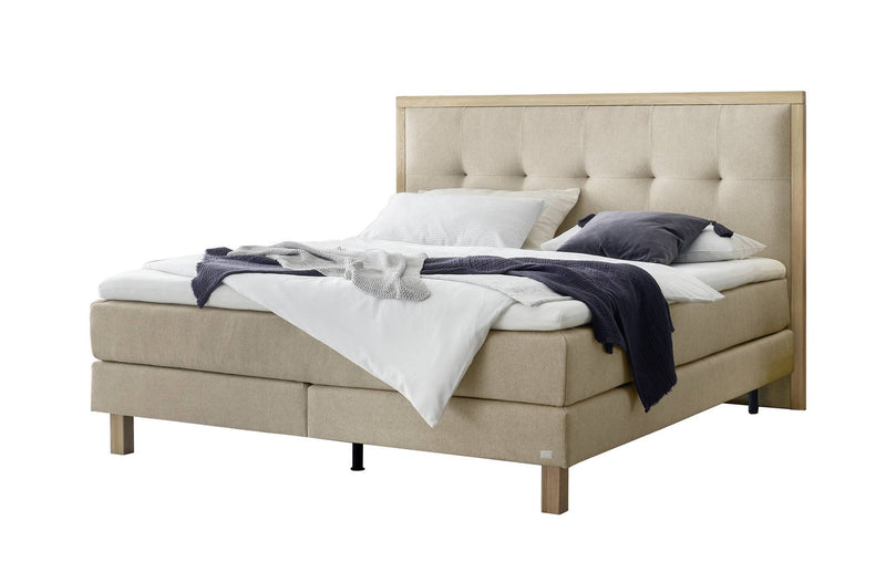 Hasena Boxspringbett Solara Eiche bright mit Topper, Bezug Pace sand