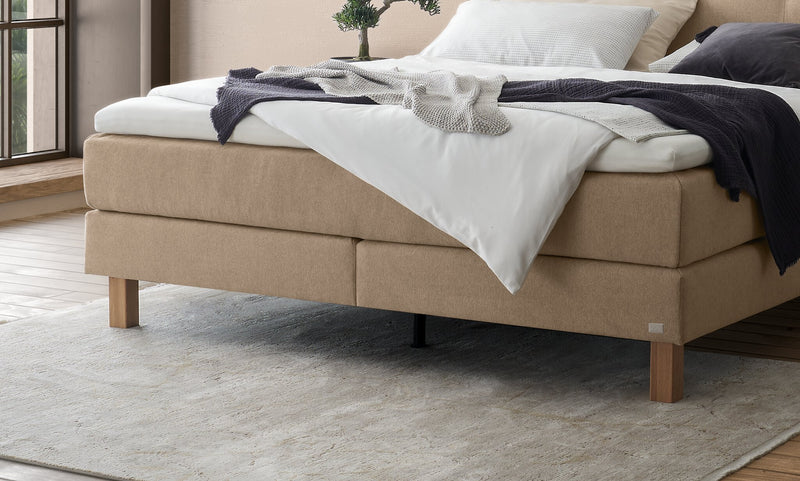Hasena Boxspringbett Solara Eiche bright mit Topper, Bezug Pace sand