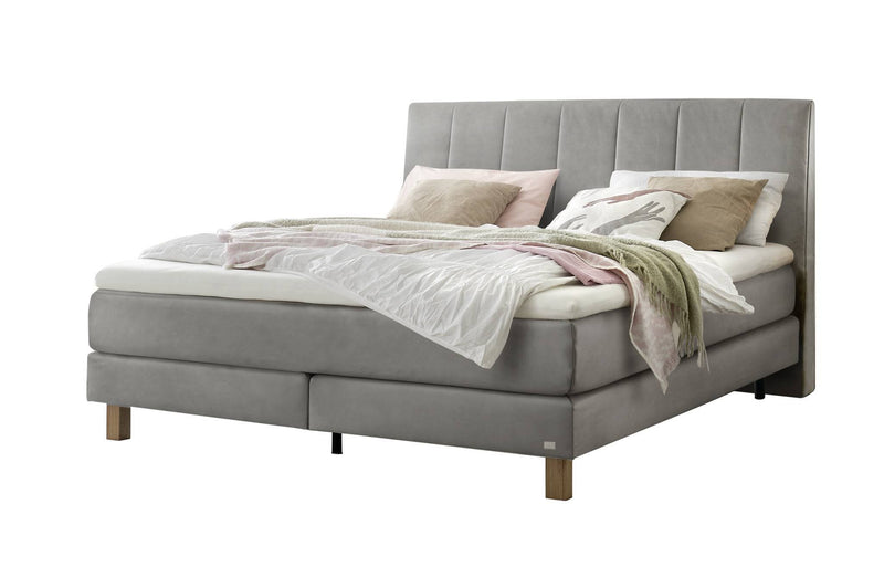 Hasena Boxspringbett Reina Pronto in Eiche bright mit Bezug Monet Grau