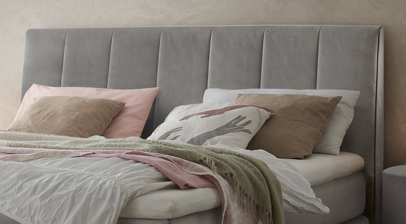 Hasena Boxspringbett Reina Pronto in Eiche bright mit Bezug Monet Grau