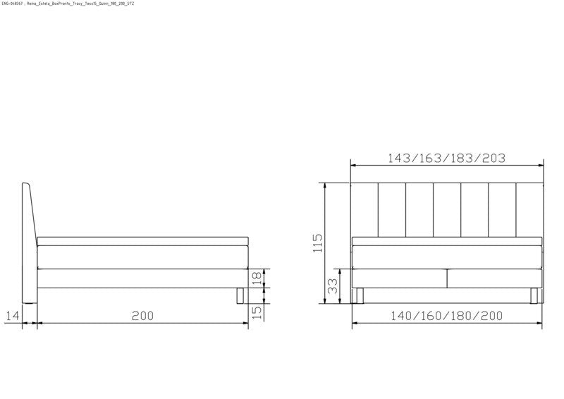 Hasena Boxspringbett Reina Eiche bright mit Bezug Pace grey und Topper
