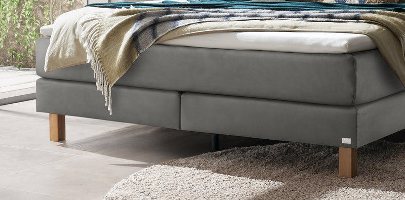 Hasena Boxspringbett Bonita in Eiche bright mit Bezug Monet steel
