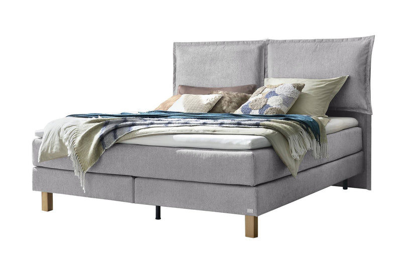 Hasena Boxspringbett Bonita Eiche bright geölt mit Bezug Light Grey