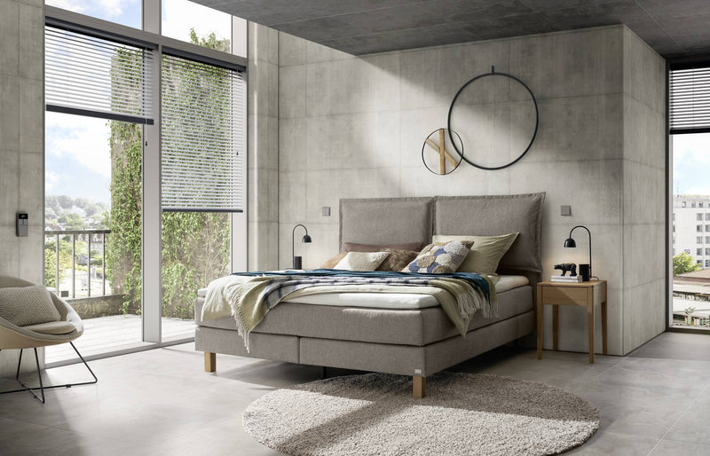 Hasena Boxspringbett Bonita in Eiche bright geölt, Bezug Pace grey