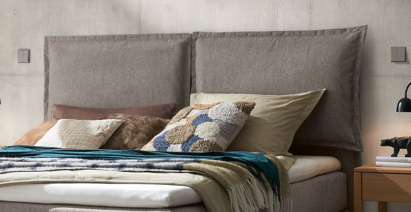 Hasena Boxspringbett Bonita in Eiche bright geölt, Bezug Pace grey