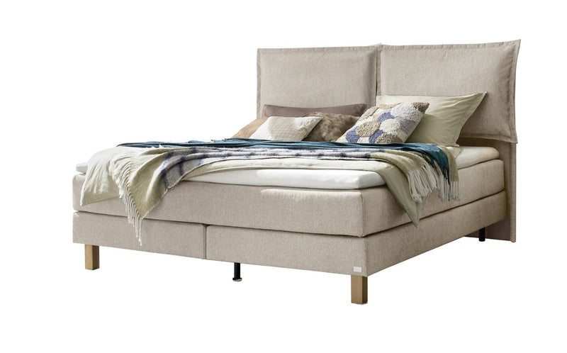 Hasena Boxspringbett Bonita in Eiche bright mit Topper und Bezug Pace Sand