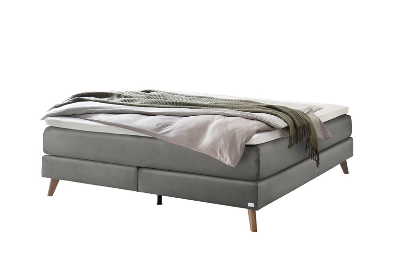 Hasena Boxspringbett Beatriz Eiche bright mit Monet-Bezug Grau