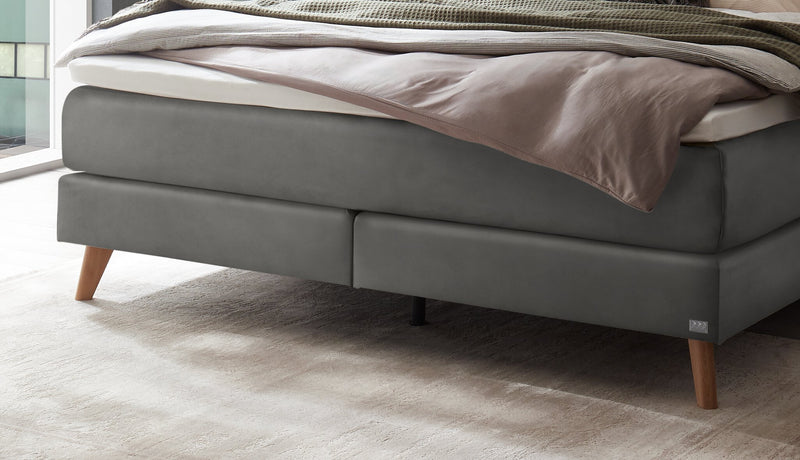 Hasena Boxspringbett Beatriz Eiche bright mit Monet-Bezug Grau