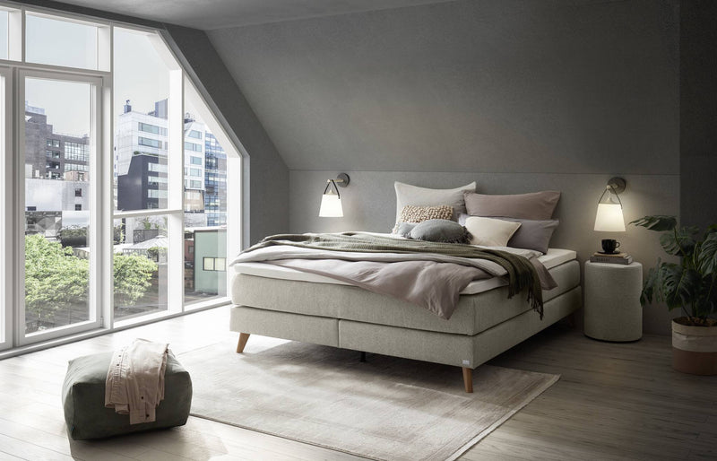 Hasena Boxspringbett Beatriz ohne Kopfteil, Eiche bright mit Topper