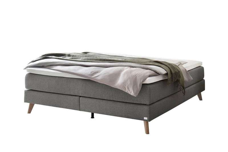 Hasena Boxspringbett Beatriz Eiche bright ohne Kopfteil, Bezug Pace grey