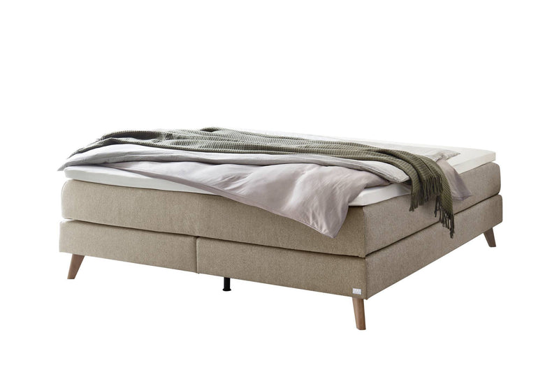 Hasena Beatriz Boxspringbett ohne Kopfteil, Eiche bright mit Topper