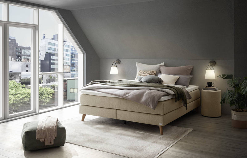Hasena Beatriz Boxspringbett ohne Kopfteil, Eiche bright mit Topper