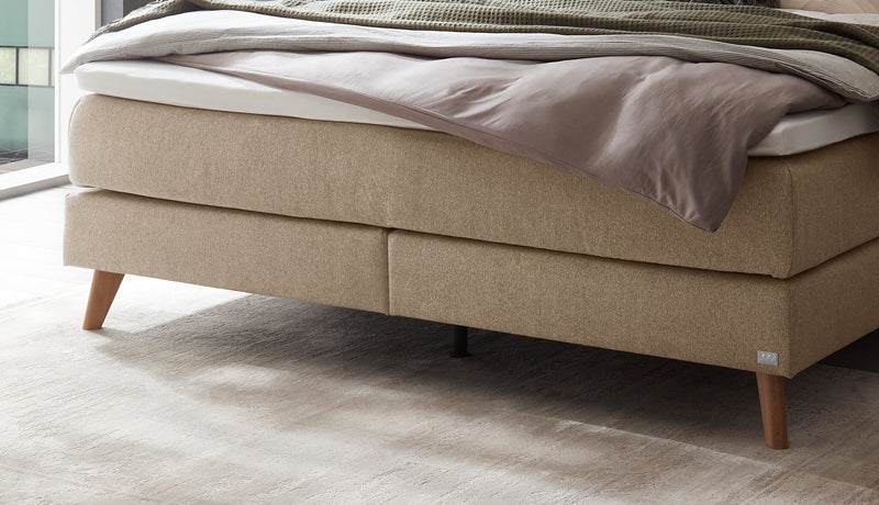 Hasena Beatriz Boxspringbett ohne Kopfteil, Eiche bright mit Topper