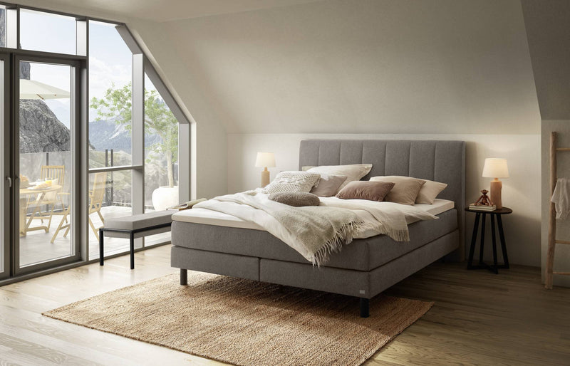 Hasena Boxspringbett Donna in Pace Grey mit Metallfüßen und Topper-Wahl