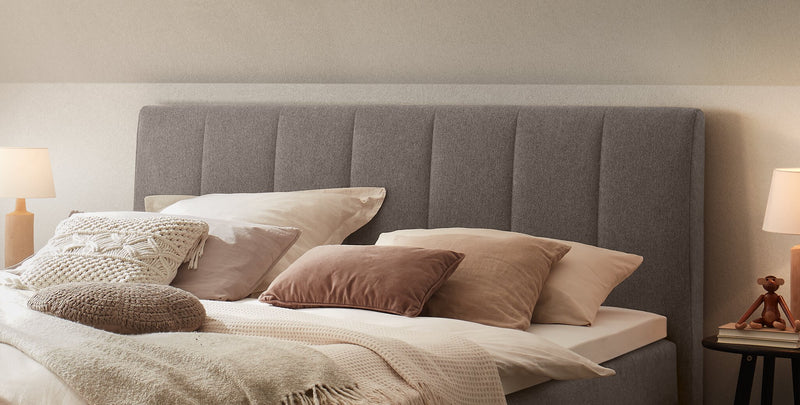 Hasena Boxspringbett Donna in Pace Grey mit Metallfüßen und Topper-Wahl