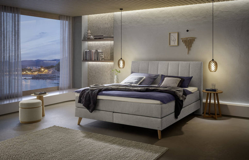 Hasena Boxspringbett Fernanda in Eiche bright mit Topper-Auswahl