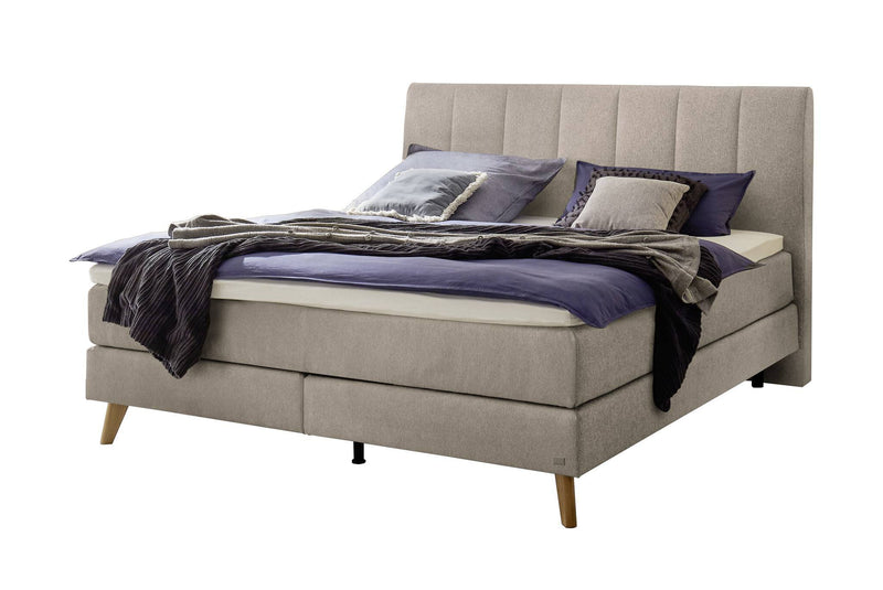 Hasena Boxspringbett Fernanda in Eiche bright, Sand-Bezug, Topper wählbar