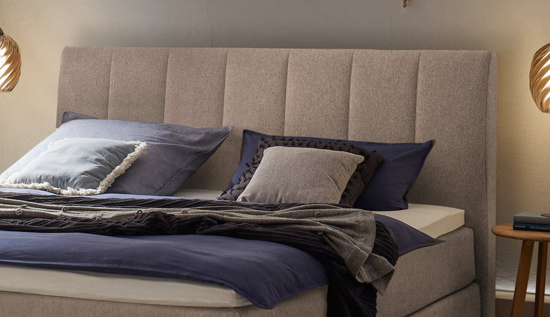 Hasena Boxspringbett Fernanda in Eiche bright, Sand-Bezug, Topper wählbar