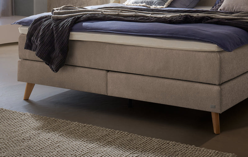 Hasena Boxspringbett Fernanda in Eiche bright, Sand-Bezug, Topper wählbar