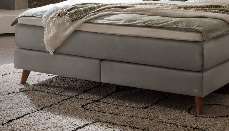 Hasena Boxspringbett Ricarda in Eiche bright mit Bezug Monet steel