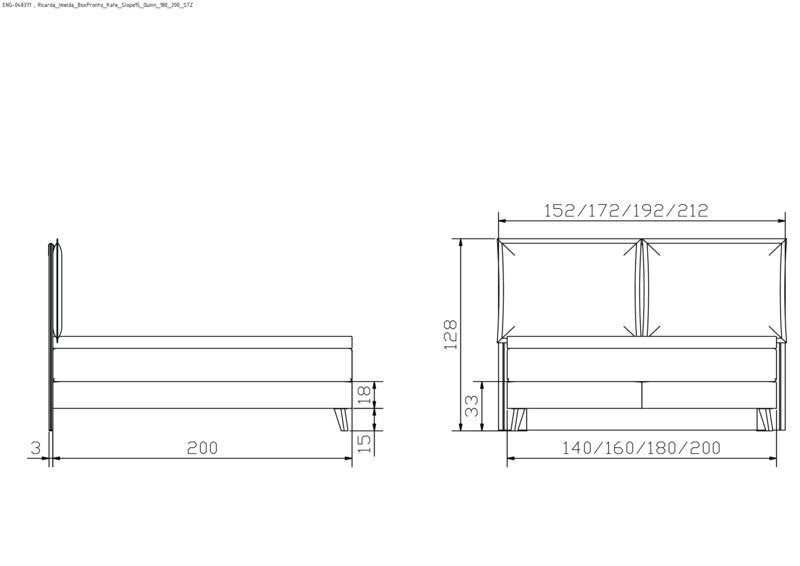 Hasena Boxspringbett Ricarda in Eiche bright mit Bezug Monet steel