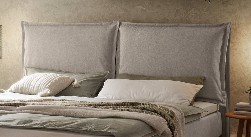 Hasena Boxspringbett Ricarda in Eiche bright mit grauem Bezug, Topper-Wahl