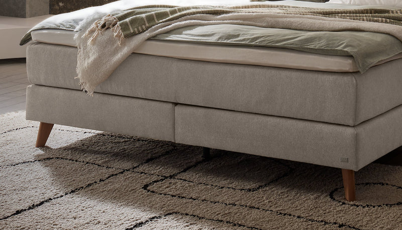 Hasena Boxspringbett Ricarda in Eiche bright mit grauem Bezug, Topper-Wahl